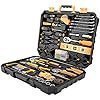 DEKOPRO 228 Piece Socket Wrench Auto Repair Tool Combination Package Mixed Tool Set Hand Tool Kit with Plastic Toolbox Storage Case