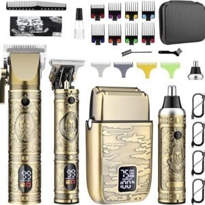 GSKY Hair Clippers for Men Professional, Beard Trimmer Kits & Sets, Cordless Mens Hair Trimmer, Electric Shavers, Haircutting Machine with LED Display, for Barber