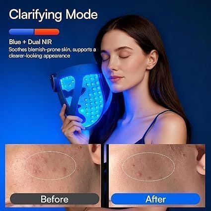 INIA Glow 4D Wireless Red Light Therapy Mask for face – Dual NIR, 320 LEDs, 4 Modes, Under-Eye Cooling, Cordless & Rechargeable LED Face Mask for Home & Travel, Skincare Gifts for Women Mom Wife, Blue - Image 2