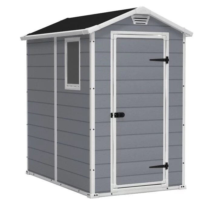 Keter Manor 4 ft. W x 6 ft. D Vertical Resin Outdoor Storage Shed Ideal For Patio Installation Included
