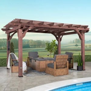 Somerville 14x10 pergola – walnut stain