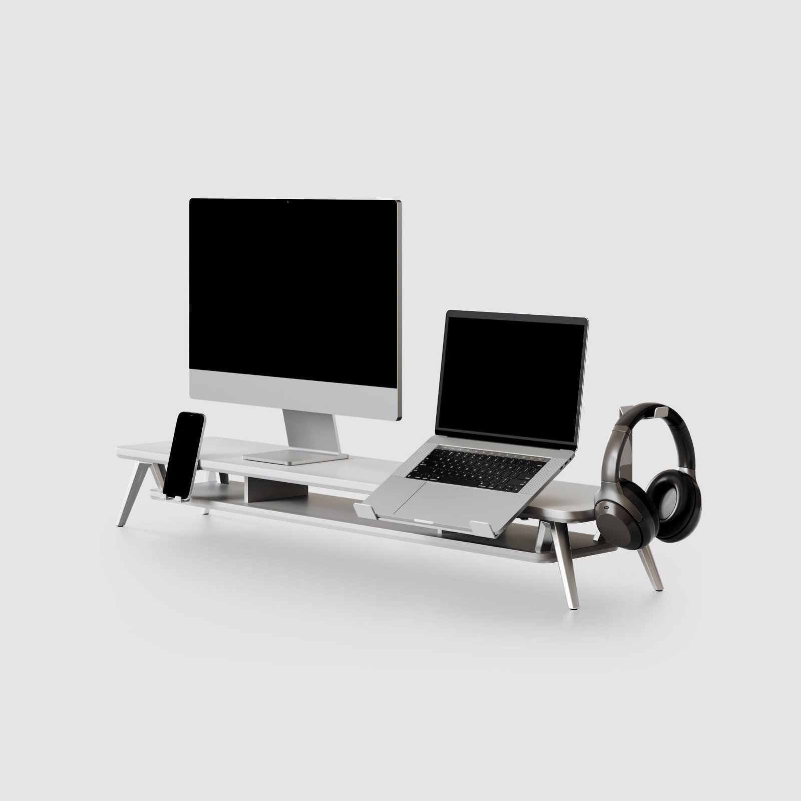 Monitor Riser with Open Storage Slot